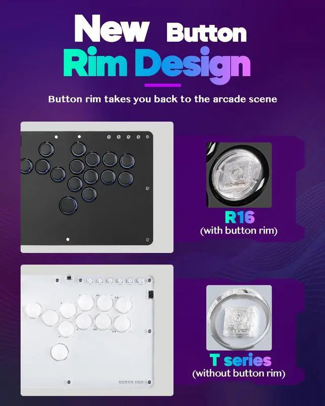 Alt view image 3 of 7 - Sehawei Haute42 Arcade Stick R16 All-Button Arcade Controller 16Keys for PC/Ps3/Ps4/Switch/Steam,Fight Stick for Fighting Games with Custom RGB & Turbo Functions & Hot Swap Black