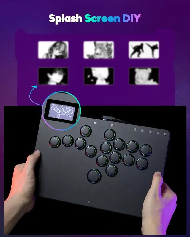 Alt view image 7 of 7 - Sehawei Haute42 Arcade Stick R16 All-Button Arcade Controller 16Keys for PC/Ps3/Ps4/Switch/Steam,Fight Stick for Fighting Games with Custom RGB & Turbo Functions & Hot Swap Black