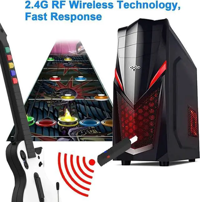 Alt view image 3 of 7 - DOYO Guitar Hero Controller for PC and PS3 - Wireless for Guitar Hero 3/4/5 and Rock Band 1/2 Games - With Straps & Wireless Dongle, White/5 Keys