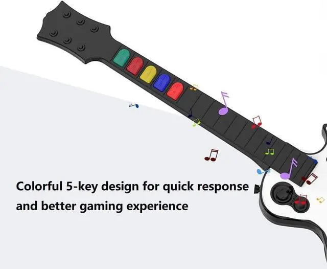Alt view image 7 of 7 - DOYO Guitar Hero Controller for PC and PS3 - Wireless for Guitar Hero 3/4/5 and Rock Band 1/2 Games - With Straps & Wireless Dongle, White/5 Keys