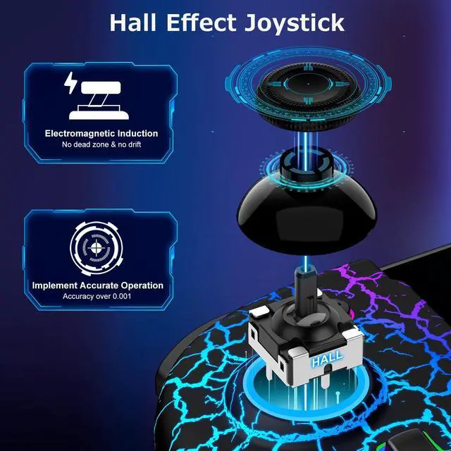 Alt view image 2 of 7 - Spican Switch Controllers for Nintendo Switch/OLED, Hall Effect Wireless Pro Controller One-Piece Joypad, Full-Size Ergonomic Handheld Mode Gamepads with Battery/Turbo/Programming