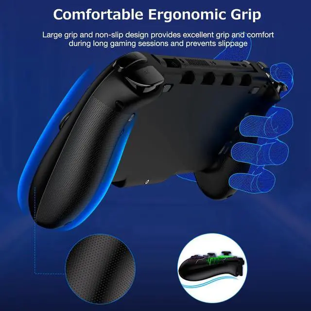 Alt view image 4 of 7 - Spican Switch Controllers for Nintendo Switch/OLED, Hall Effect Wireless Pro Controller One-Piece Joypad, Full-Size Ergonomic Handheld Mode Gamepads with Battery/Turbo/Programming