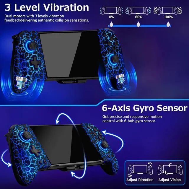 Alt view image 6 of 7 - Spican Switch Controllers for Nintendo Switch/OLED, Hall Effect Wireless Pro Controller One-Piece Joypad, Full-Size Ergonomic Handheld Mode Gamepads with Battery/Turbo/Programming