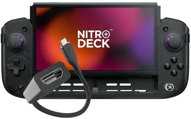 Main image of CRKD Nitro Deck+ with HDMI Adapter - Handheld Pro Controller for Nintendo Switch & OLED Model - TV Dockable - Programmable Sidekicks & Back Buttons - True Collection System (Clear Black Edition)