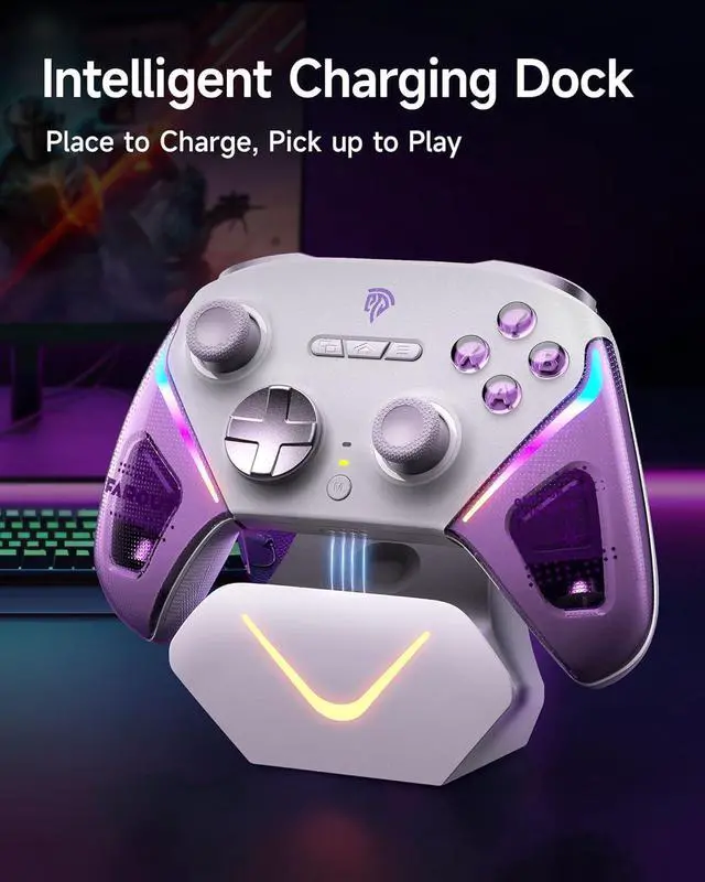 Alt view image 2 of 7 - EasySMX D10 PC Controller - Elite Wireless Bluetooth Pro Controller with TMR Joystick, Dual-Mode Triggers & Full Mechanical Buttons, 1000Hz Polling Rate, RGB Lighting for PC/Switch/Android/iOS