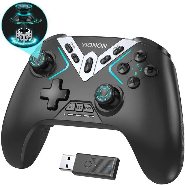 Main image of Dual Hall Effect PC Controller-Enhanced Wireless Bluetooth Controller with Hall Joysticks & Triggers & Joystick Speed Down for PC Windows/iPhone/Android/Switch/Steam/TV (With USB Dongle & Phone Clip)