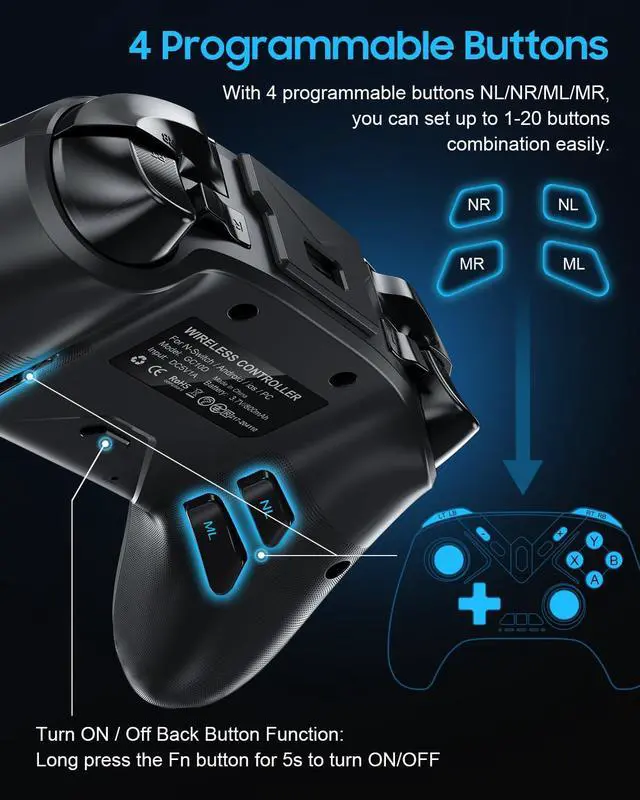 Alt view image 4 of 7 - Dual Hall Effect PC Controller-Enhanced Wireless Bluetooth Controller with Hall Joysticks & Triggers & Joystick Speed Down for PC Windows/iPhone/Android/Switch/Steam/TV (With USB Dongle & Phone Clip)