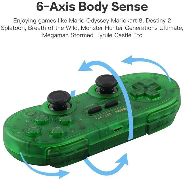 Alt view image 2 of 6 - 8Bitdo SN30 Pro Switch Wireless Bluetooth Game Controller Gamepad (Hall Effect Joystick Update) for Switch Steam Mac PC Android Windows MacOS (Green)