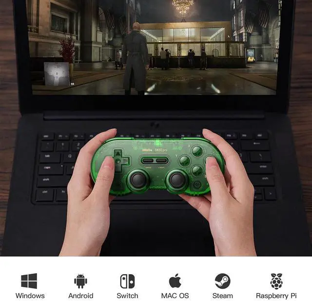 Alt view image 6 of 6 - 8Bitdo SN30 Pro Switch Wireless Bluetooth Game Controller Gamepad (Hall Effect Joystick Update) for Switch Steam Mac PC Android Windows MacOS (Green)
