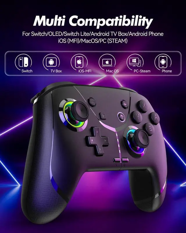 Alt view image 2 of 7 - Wireless Switch 2 Pro Controller for Nintendo Switch 2/Switch/Lite/OLED, Bluetooth Gaming Controller for iPhone/Android/Phone/PC/Steam/Mac/iOS/iPad/TV with Macro/Vibration/Motion Control/Turbo/Wakeup