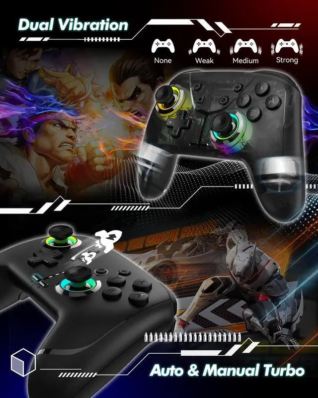 Alt view image 5 of 7 - Wireless Switch 2 Pro Controller for Nintendo Switch 2/Switch/Lite/OLED, Bluetooth Gaming Controller for iPhone/Android/Phone/PC/Steam/Mac/iOS/iPad/TV with Macro/Vibration/Motion Control/Turbo/Wakeup