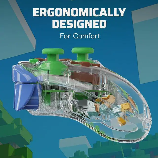 Alt view image 7 of 7 - PDP REALMz Wireless Nintendo Switch Pro Controller, Customizable LED, 40 Hour Rechargeable Battery Power,Officially Licensed by Nintendo: Minecraft Steve -Forest Biome