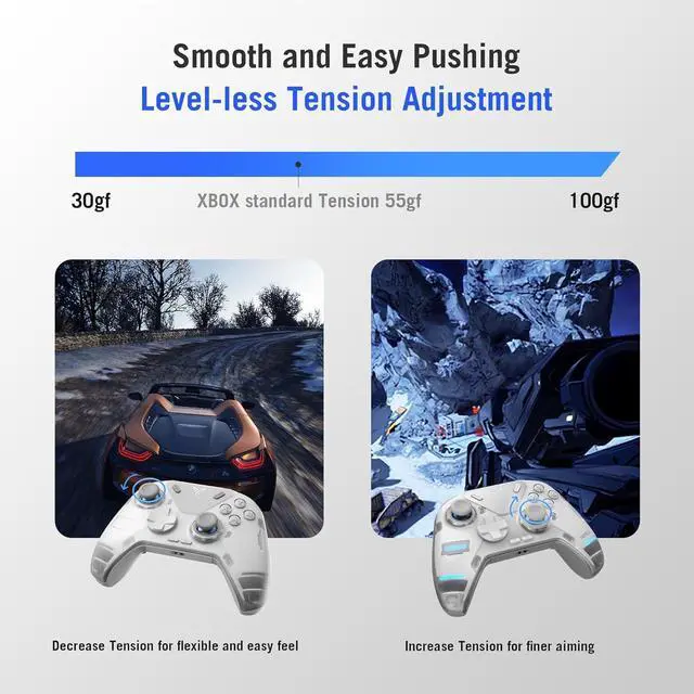 Alt view image 5 of 7 - FLYDIGI APEX 4 Wireless PC Controller Forceflex Joystick Forceadapt Trigger 1000Hz Report Rate Full-Color LCD Display 1500mAh Battery Stereo Vibration PC/Switch/Switch2/TV/Android/Laptop