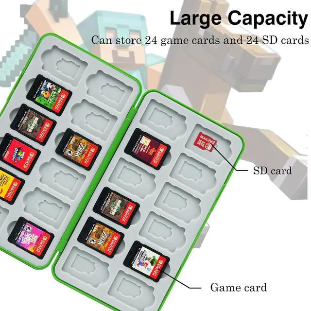 Alt view image 5 of 7 - TIKOdirect Game Card Case for Nintendo Switch 2 / Switch / SD Cards, Storage 24 Switch Game Cards Portable Holder Pretty Cute Hard Shell with Magenic Closure, Green
