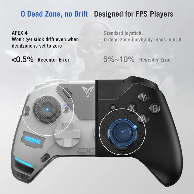 Alt view image 6 of 7 - FLYDIGI APEX 4 Wireless PC Controller Forceflex Joystick Forceadapt Trigger 1000Hz Report Rate Full-Color LCD Display 1500mAh Battery Stereo Vibration PC/Switch/Switch2/TV/Android/Laptop