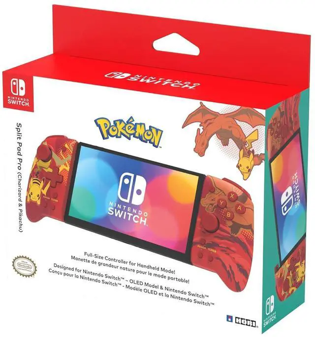 Alt view image 2 of 5 - HORI Nintendo Switch Split Pad Pro (Pikachu & Charizard) - Ergonomic Controller for Handheld Mode - Officially Licensed by Nintendo & Pokémon