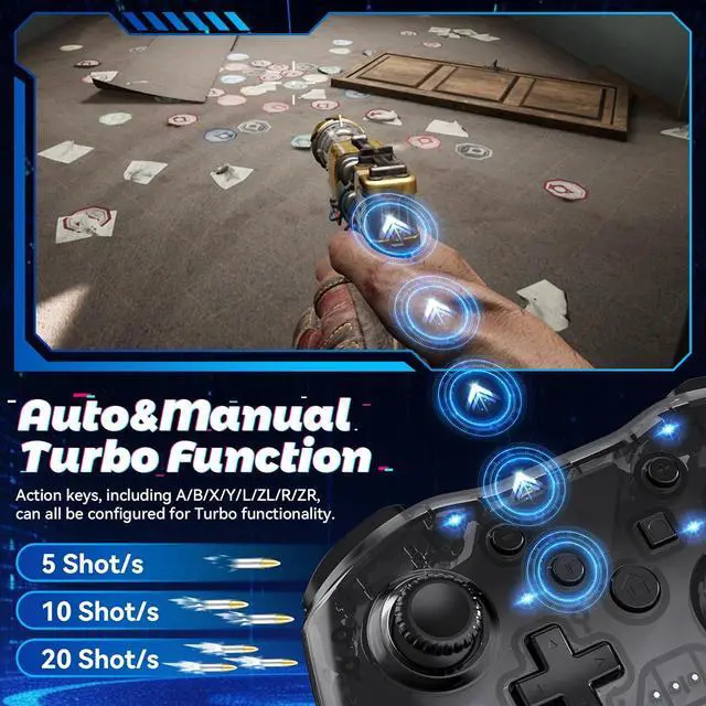 Alt view image 6 of 7 - Twylyte Wireless Controller for Switch/Lite/OLED & PC/iOS/Android, RGB Backlight with 7 Colors, Adjustable Turbo & Vibration, One-Button Wake-Up, Ergonomic Design for Switch/PC/Mobile Gaming