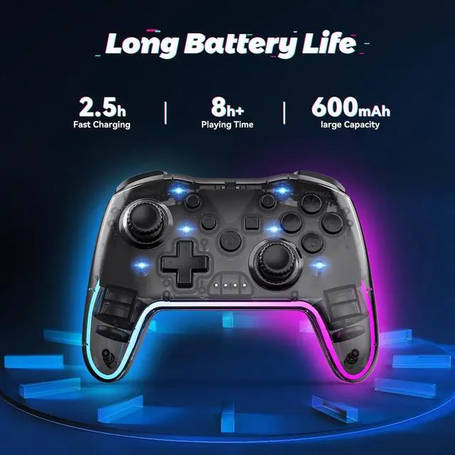 Alt view image 7 of 7 - Twylyte Wireless Controller for Switch/Lite/OLED & PC/iOS/Android, RGB Backlight with 7 Colors, Adjustable Turbo & Vibration, One-Button Wake-Up, Ergonomic Design for Switch/PC/Mobile Gaming