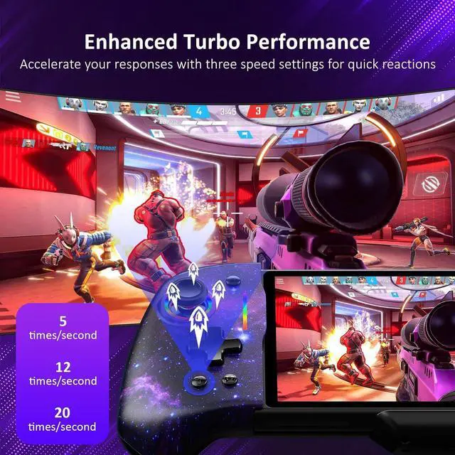 Alt view image 6 of 7 - NexiGo Hall Effect Gripcon (No Drift, No Deadzone) with Hall Sensing Joystick for Switch/Switch OLED, Adjustable RGB Light, 6-Axis Gyro, Turbo, Mapping (Cosmic Nebula)