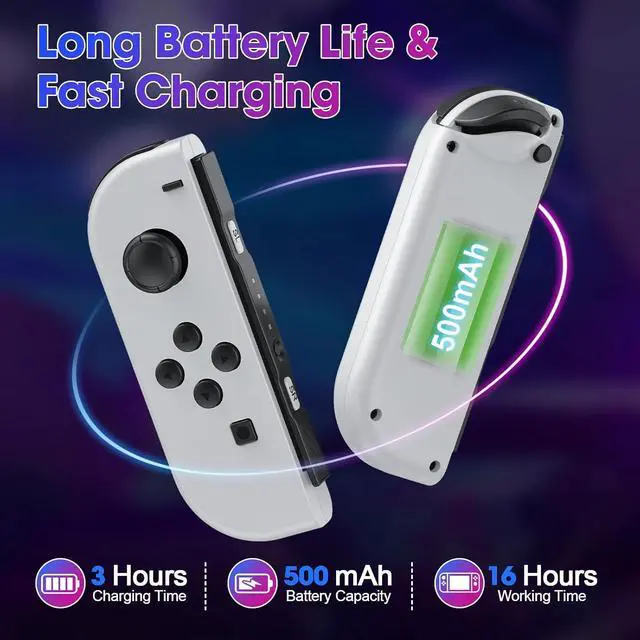 Alt view image 2 of 7 - FFSTARYM Compatible with Nintendo Switch Controller, Upgraded Switch Controllers for Switch/Lite/OLED, with/Dual Vibration/Motion/Wake-up/Screenshot (WHITE)