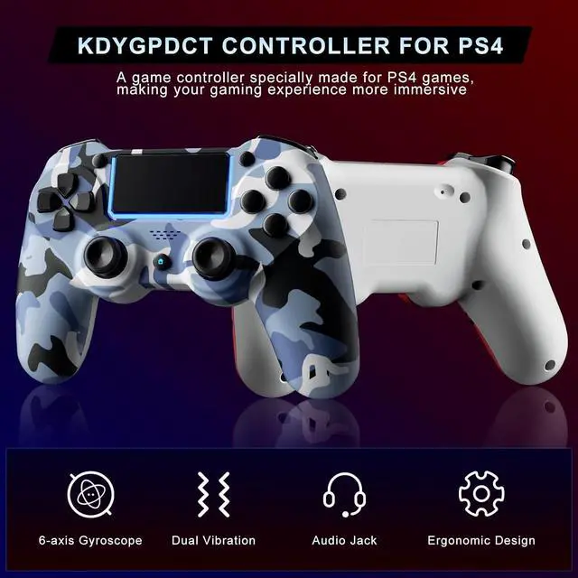 Alt view image 6 of 7 - KDYGPDCT 2 Pack Wireless Controller for PS4/Pro/PS3,Wireless Remote Gamepad with 1000mAh Battery | Double Shock | Audio | 6-Axis Motion Sensor | Share Button (Red + Blue)