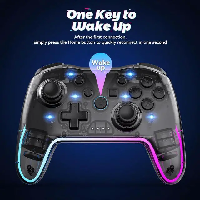 Alt view image 3 of 7 - Twylyte Wireless Controller for Switch/Lite/OLED & PC/iOS/Android, RGB Backlight with 7 Colors, Adjustable Turbo & Vibration, One-Button Wake-Up, Ergonomic Design for Switch/PC/Mobile Gaming