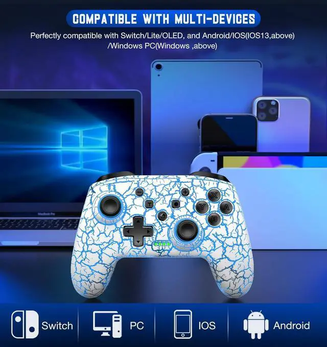 Alt view image 2 of 5 - Switch Controller, Gammeefy Wireless Switch Pro Controller for Nintendo Switch/Switch 2/Lite/OLED, 9 Color Adjustable LED Switch Remote Compatible with Windows PC/Android/IOS with Programmable (White)