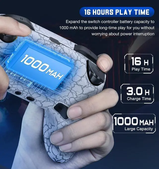 Alt view image 5 of 5 - Switch Controller, Gammeefy Wireless Switch Pro Controller for Nintendo Switch/Switch 2/Lite/OLED, 9 Color Adjustable LED Switch Remote Compatible with Windows PC/Android/IOS with Programmable (White)