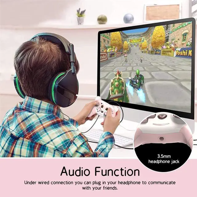 Alt view image 7 of 7 - Mytrix Pink Wireless Controller Compatible with Nintendo Switch/Switch Lite, Cute Pro Controller with Macro, Wake-Up, Turbo, Motion, Vibration, Ergonomic Breathing Light, Gift for Gamer Girls Boys