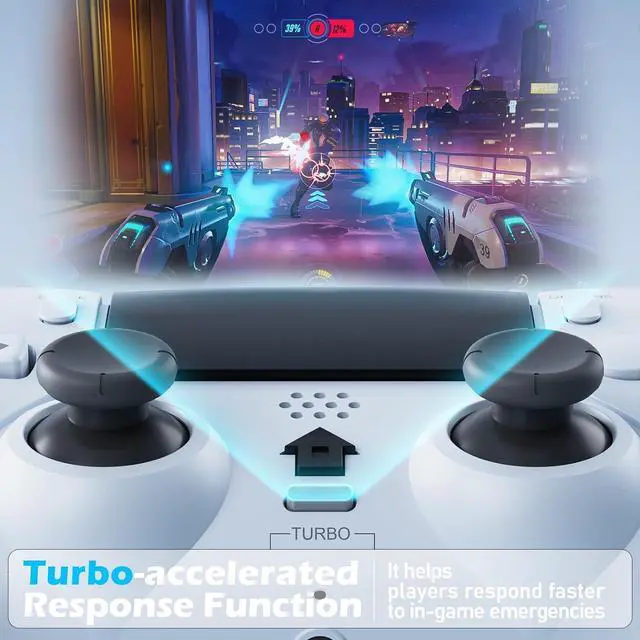 Alt view image 4 of 7 - CHEREEKI Wireless Controller for PS4 with 2 Macro Buttons, 3.5mm Audio and Turbo Function, 6-Axis Motion Control, Dual Vibration, Gamepad Joystick for PS-4, Compatible with PS-4, Slim, Pro