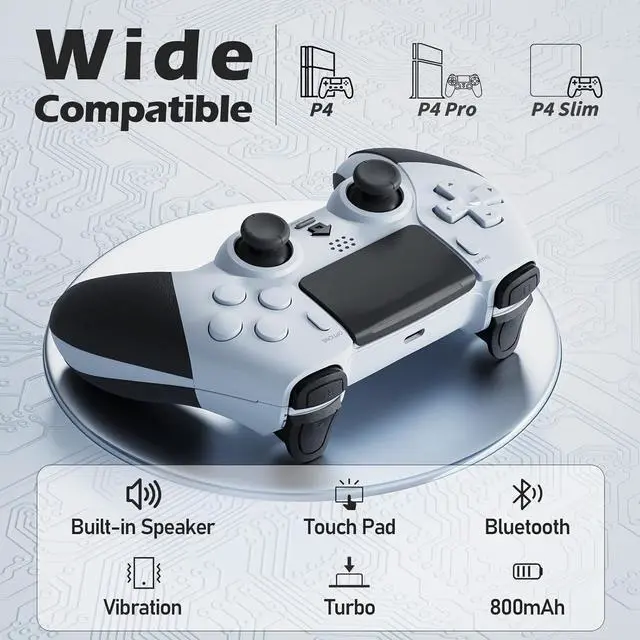 Alt view image 6 of 7 - CHEREEKI Wireless Controller for PS4 with 2 Macro Buttons, 3.5mm Audio and Turbo Function, 6-Axis Motion Control, Dual Vibration, Gamepad Joystick for PS-4, Compatible with PS-4, Slim, Pro