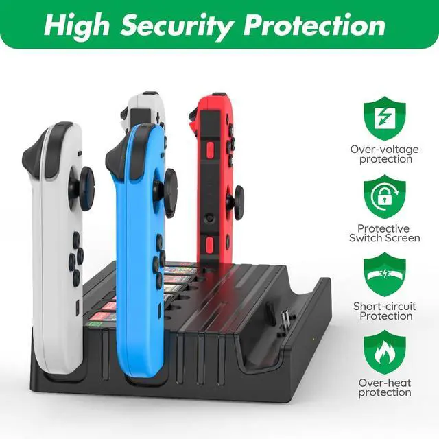 Alt view image 7 of 7 - TV Docking Station with Joycon Charging for Switch,Storable 6 Game Cards/6 TF Cards,Switch Docking Station Support 4K HDMI Adapter Output with HDMI Cable and 15V/2.6A USB-C Charger