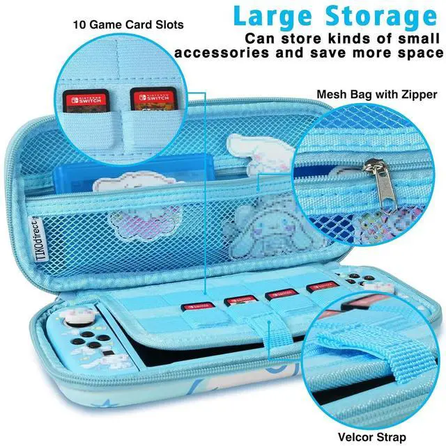 Alt view image 2 of 6 - TIKOdirect Carrying Case for Switch, Cute Portable Travel Bag Accessories with Soft Protective Cover, Screen Protectors and Thumb Grip caps, Game Card Case 7in1, Blue