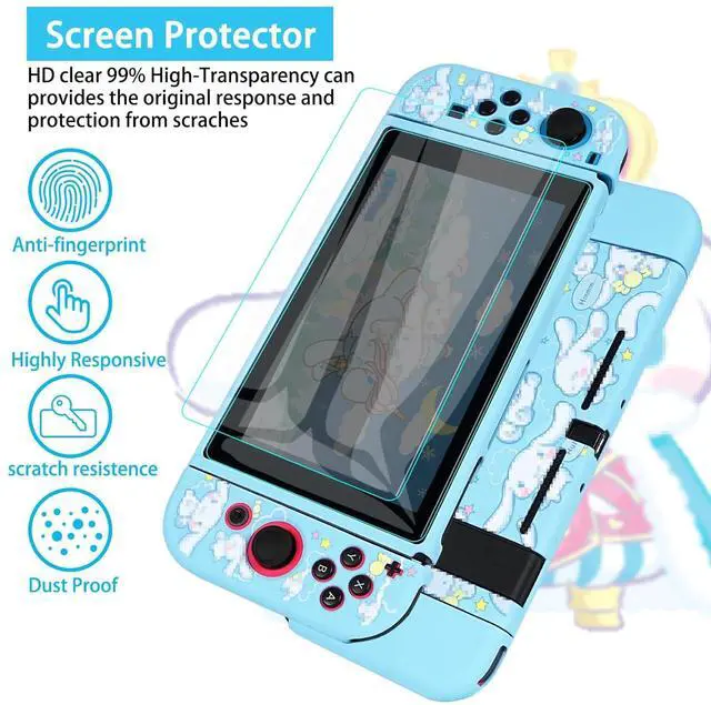 Alt view image 4 of 6 - TIKOdirect Carrying Case for Switch, Cute Portable Travel Bag Accessories with Soft Protective Cover, Screen Protectors and Thumb Grip caps, Game Card Case 7in1, Blue