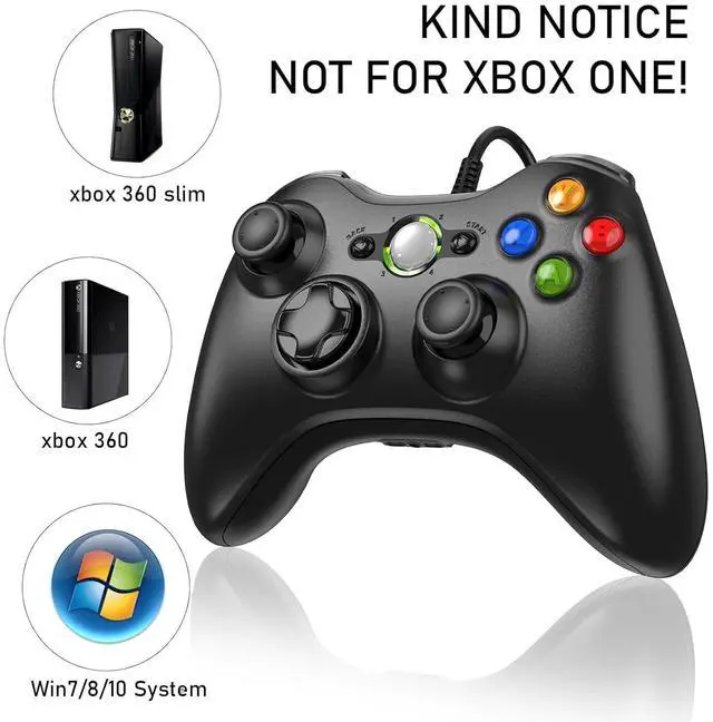 Alt view image 2 of 6 - Etpark X-Box 360 Controller Wired, Gamepad Controller with Wired USB for Microsoft X-Box 360 & Slim Console and PC Windows XP/7/8/10, with Upgraded Joystick, Black