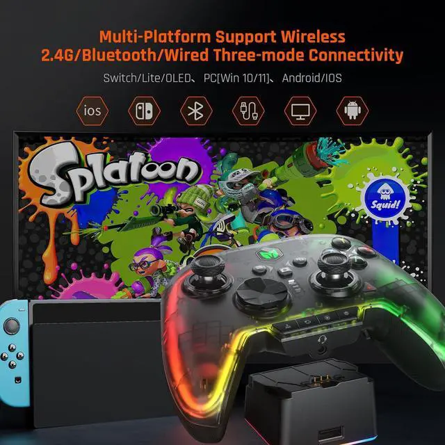 Alt view image 2 of 7 - BIGBIG WON Wireless Switch Controllers for Nintendo Switch/PC Windows/Android/IOS, Bluetooth Wired PC Game Controller With 6-Axis Gyro/Vibration/Turbo/NFC/Wake-Up, Gaming Controller with Charging Dock
