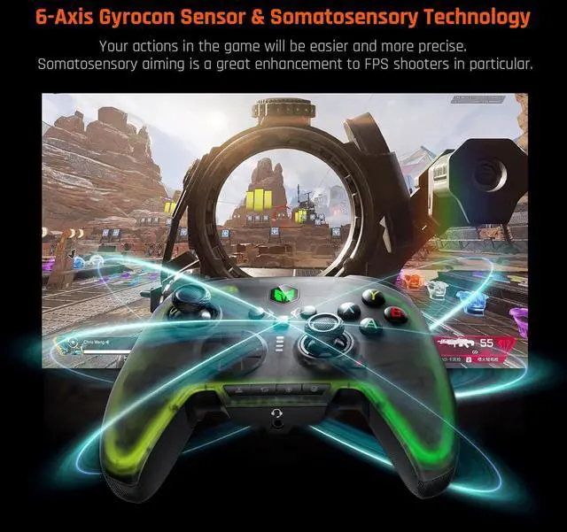 Alt view image 3 of 7 - BIGBIG WON Wireless Switch Controllers for Nintendo Switch/PC Windows/Android/IOS, Bluetooth Wired PC Game Controller With 6-Axis Gyro/Vibration/Turbo/NFC/Wake-Up, Gaming Controller with Charging Dock