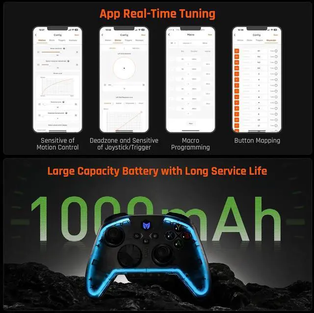 Alt view image 7 of 7 - BIGBIG WON Wireless Switch Controllers for Nintendo Switch/PC Windows/Android/IOS, Bluetooth Wired PC Game Controller With 6-Axis Gyro/Vibration/Turbo/NFC/Wake-Up, Gaming Controller with Charging Dock