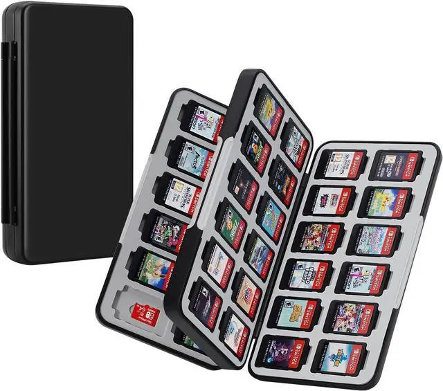 Main image of JINGDU 48-Slot Switch Game Card Case Compatible with Switch Game Cards & micro SD Cards, the Games Holder Organizer Suitable for Switch, NS2/NS/Lite/OLED Game Card, Black
