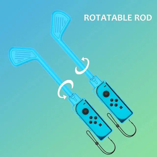 Alt view image 3 of 7 - Uxilep Golf Club for Mario Golf: Super Rush - Nintendo Switch Joy-Con Accessories, Mini Hand Grip With Wrist Strap - 2 Pack (Red & Blue)