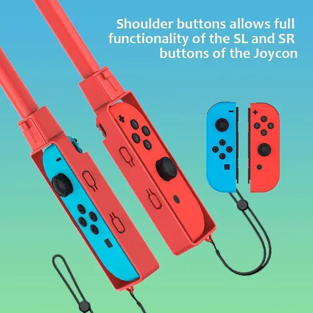 Alt view image 4 of 7 - Uxilep Golf Club for Mario Golf: Super Rush - Nintendo Switch Joy-Con Accessories, Mini Hand Grip With Wrist Strap - 2 Pack (Red & Blue)
