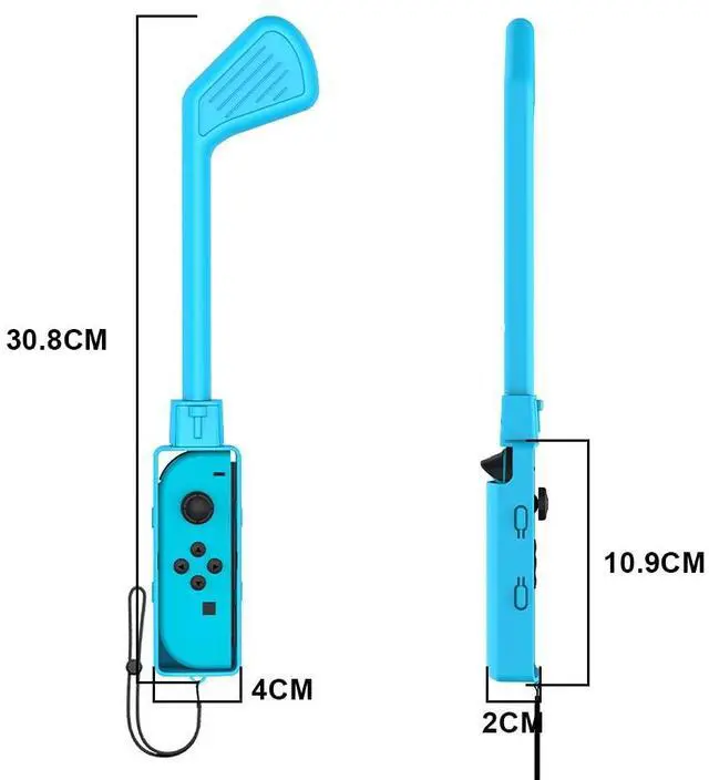 Alt view image 5 of 7 - Uxilep Golf Club for Mario Golf: Super Rush - Nintendo Switch Joy-Con Accessories, Mini Hand Grip With Wrist Strap - 2 Pack (Red & Blue)