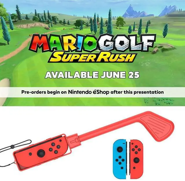 Alt view image 6 of 7 - Uxilep Golf Club for Mario Golf: Super Rush - Nintendo Switch Joy-Con Accessories, Mini Hand Grip With Wrist Strap - 2 Pack (Red & Blue)