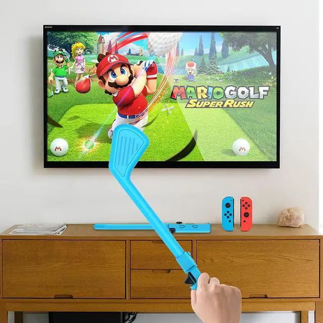 Alt view image 7 of 7 - Uxilep Golf Club for Mario Golf: Super Rush - Nintendo Switch Joy-Con Accessories, Mini Hand Grip With Wrist Strap - 2 Pack (Red & Blue)