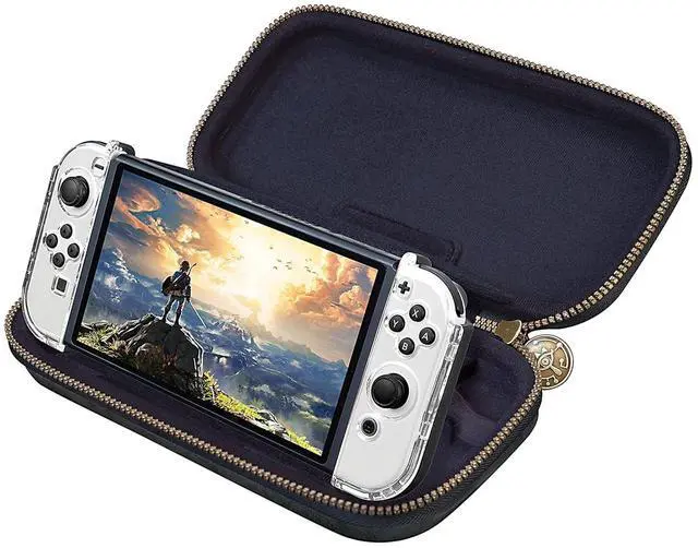 Alt view image 3 of 7 - Game Traveler RDS  Licensed Zelda Case for Nintendo Switch OLED & Nintendo Switch - Adjustable Viewing Stand, Bonus Game Cases, & Deluxe Carry Handle
