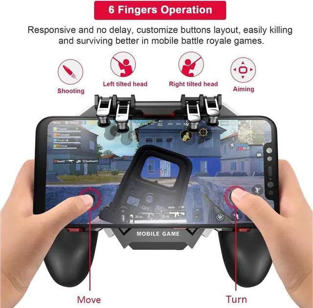 Alt view image 2 of 6 - Mobile Game Controller for iPhone & Android, Pubg Mobile Controller with Cooling Fan, Phone Triggers for Gaming, Gaming Grip Joystick Gamepad Shoot Aim Keys for 4.7-6.5" Phone