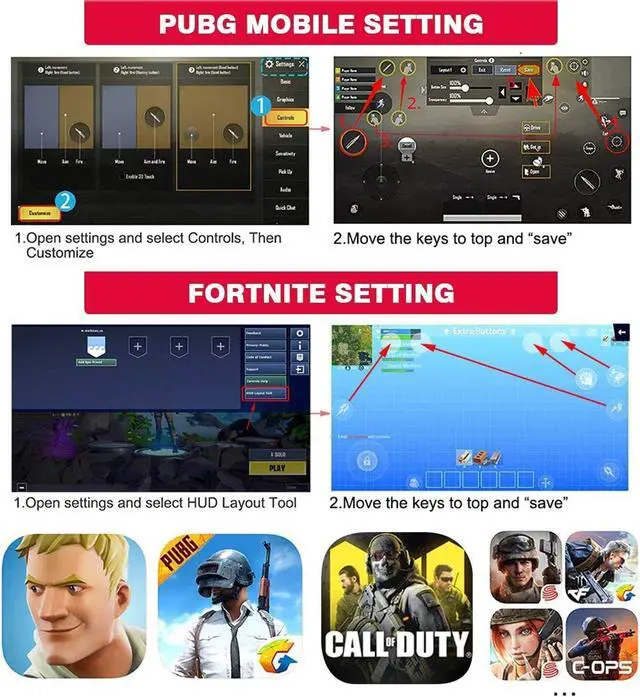 Alt view image 6 of 6 - Mobile Game Controller for iPhone & Android, Pubg Mobile Controller with Cooling Fan, Phone Triggers for Gaming, Gaming Grip Joystick Gamepad Shoot Aim Keys for 4.7-6.5" Phone