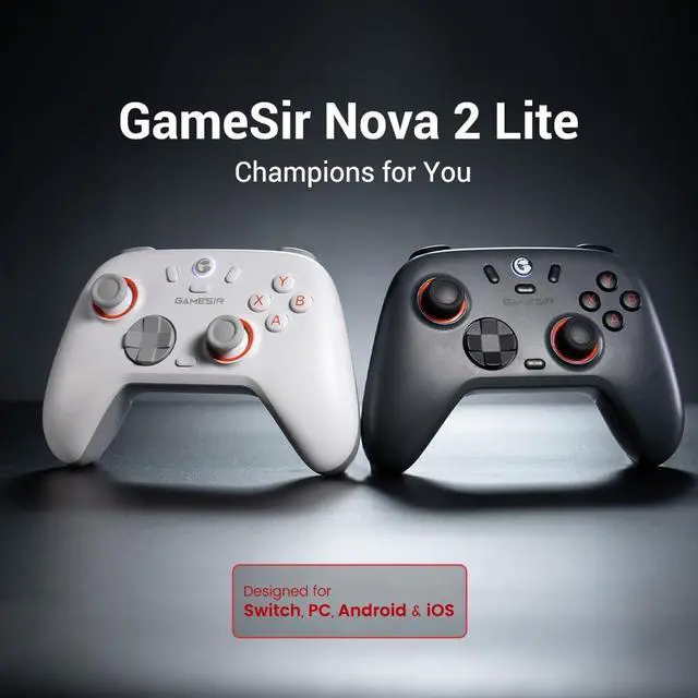 Alt view image 2 of 7 - GameSir Nova 2 Lite Wireless PC Controller with Hall Effect Joysticks & Triggers, 2.4G & Wired 1000Hz Polling Rate, Remappable Buttons - Compatible with PC/Switch/Steam/Android (White)