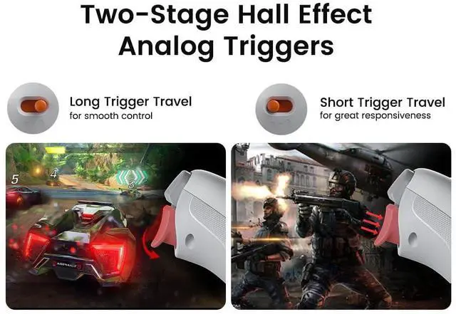 Alt view image 5 of 7 - GameSir Nova 2 Lite Wireless PC Controller with Hall Effect Joysticks & Triggers, 2.4G & Wired 1000Hz Polling Rate, Remappable Buttons - Compatible with PC/Switch/Steam/Android (White)