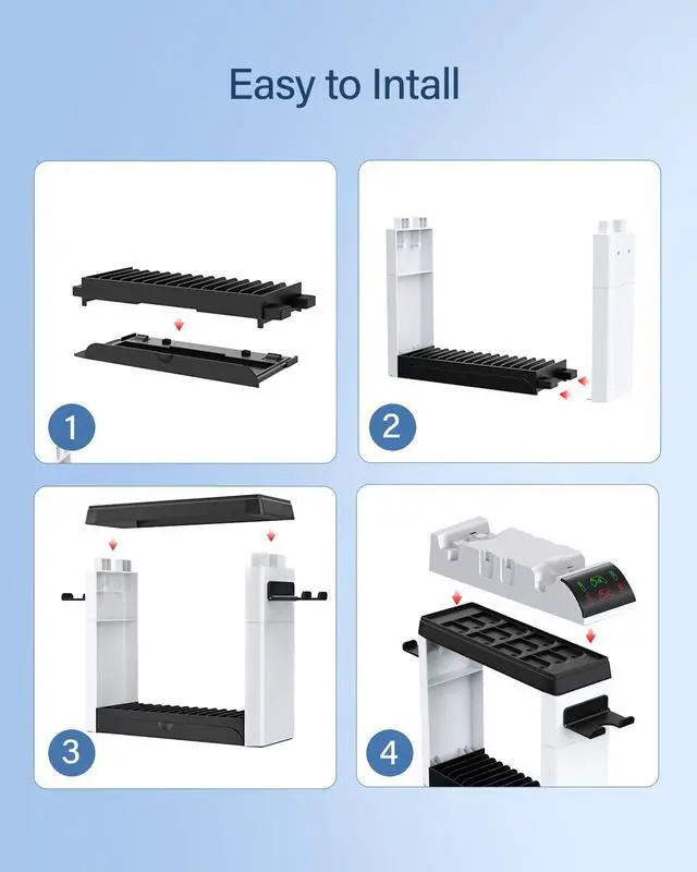 Alt view image 6 of 7 - Switch Games Organizer Holder and Charging Dock for Nintendo Switch & Switch OLED Joy-Cons/Original Switch Pro Controller - Nargos Switch Storage Rack Stand Accessories kit